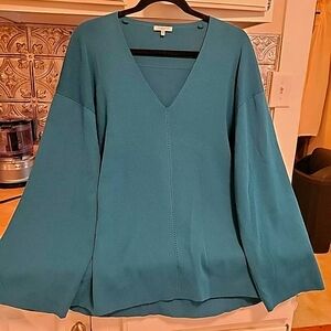 Lafayette 148  Viscose Knit Teal 3/4 Sleeve L